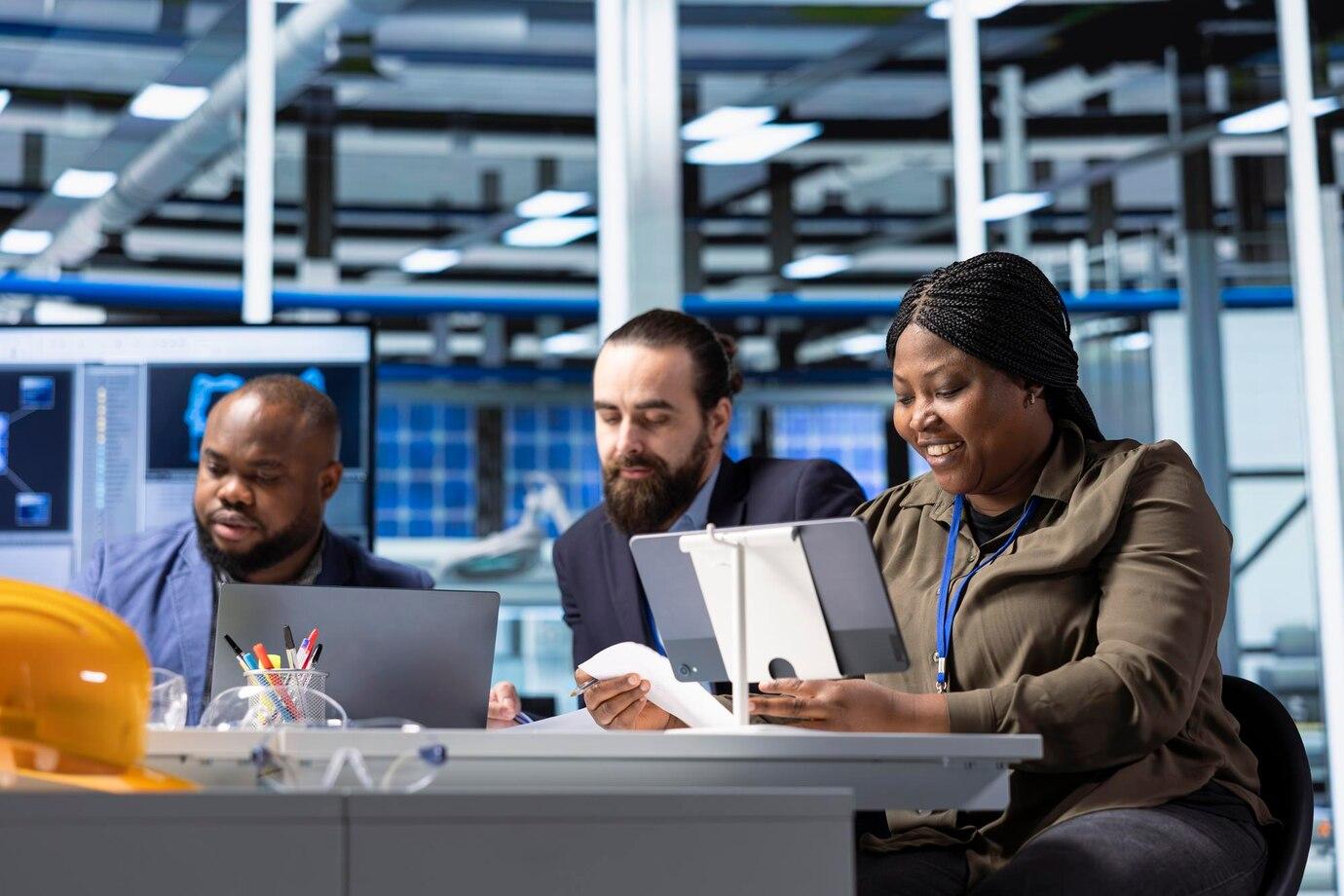 Business professionals collaborating